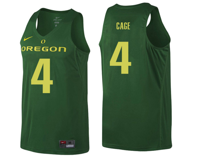 Oregon Ducks #4 M.J. Cage Replica College Basketball Jersey Green