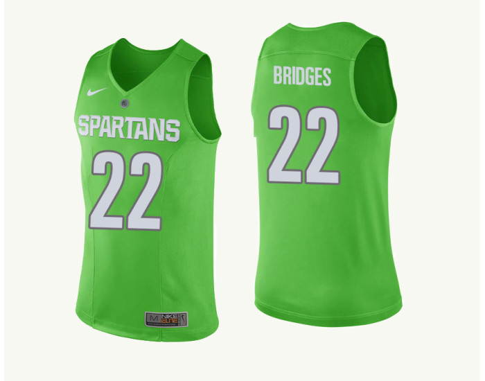 Michigan State Spartans #22 Miles Bridges Authentic College Basketball Jersey Green