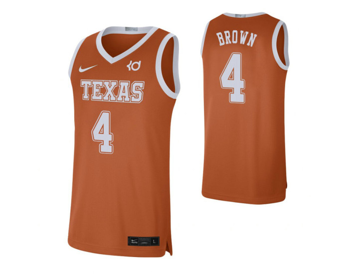 Texas Longhorns #4 Greg Brown Texas Orange Replica College Basketball Jersey