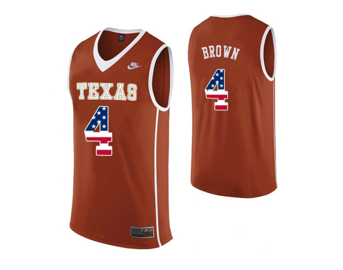 Texas Longhorns #4 Greg Brown Texas Orange Replica College Basketball Jersey