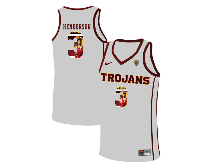 USC Trojans #3 Harrison Henderson Authentic College Basketball Jersey White