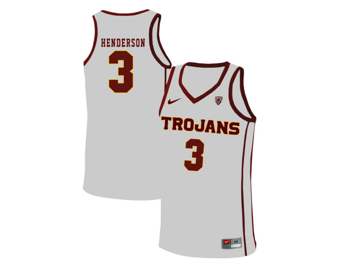 Youth USC Trojans #3 Harrison Henderson Replica College Basketball Jersey White