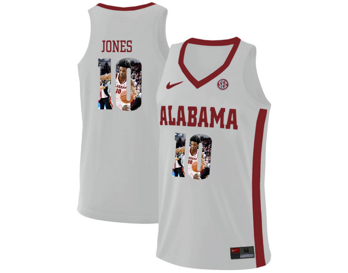 Youth Alabama Crimson Tide #10 Herbert Jones Authentic College Basketball Jersey White