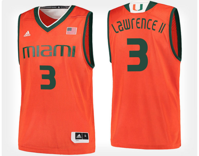 Miami Hurricanes #3 Anthony Lawrence II Orange Home Authentic College Basketball Jersey