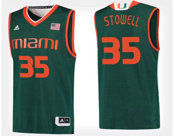Youth Miami Hurricanes #35 Chris Stowell Green Alternate Replica College Basketball Jersey