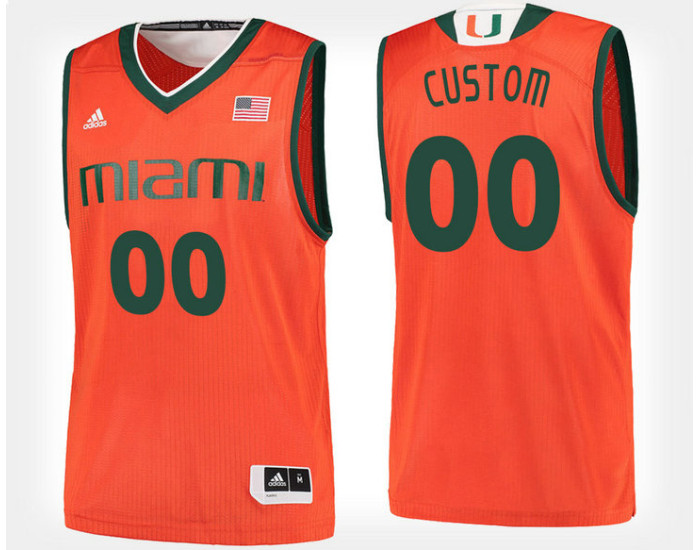 Miami Hurricanes #00 Custom Orange Home Jersey College Basketball