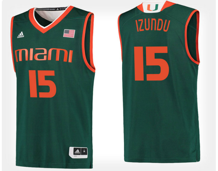 Youth Miami Hurricanes #15 Ebuka Izundu Green Alternate Authentic College Basketball Jersey