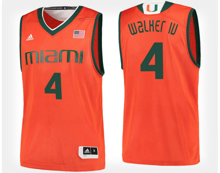 Youth Miami Hurricanes #4 Lonnie Walker IV Orange Home Authentic College Basketball Jersey