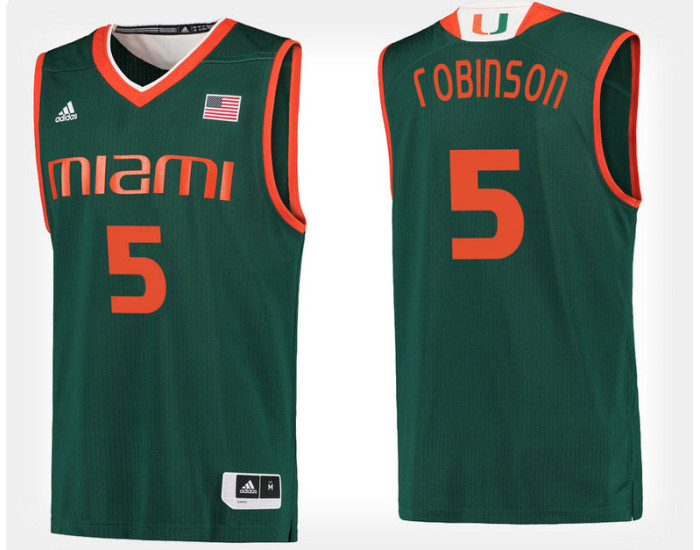 Miami Hurricanes #5 Mike Robinson Green Alternate Authentic College Basketball Jersey