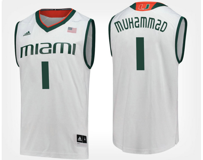 Miami Hurricanes #1 Rashad Muhammad White Road Authentic College Basketball Jersey