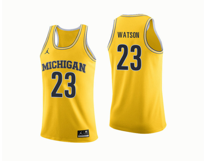 Youth Michigan Wolverines #23 Ibi Watson Replica College Basketball Jersey Yellow