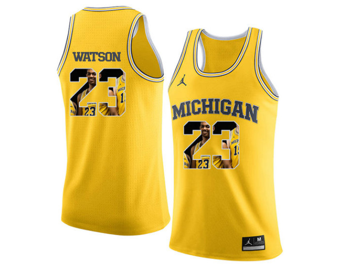Michigan Wolverines #23 Ibi Watson Replica College Basketball Jersey Yellow