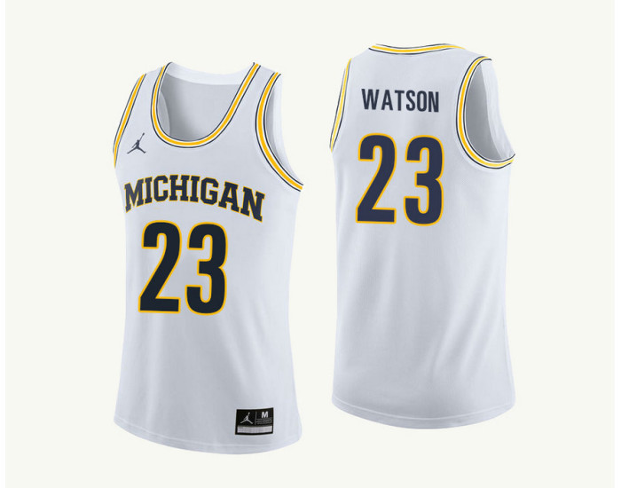 Youth Michigan Wolverines #23 Ibi Watson Replica College Basketball Jersey White