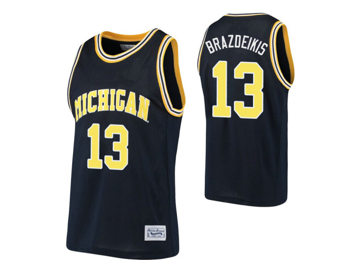 Youth Michigan Wolverines #13 Ignas Brazdeikis Navy Authentic College Basketball Jersey