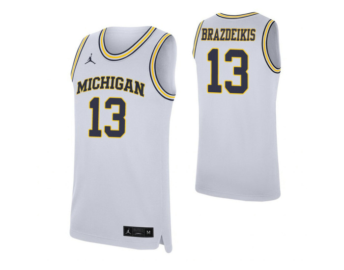 Youth Michigan Wolverines #13 Ignas Brazdeikis White Replica College Basketball Jersey