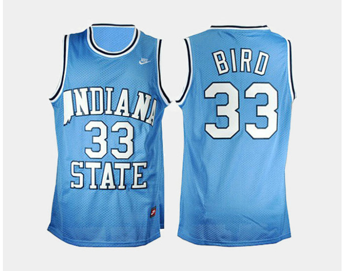 indiana state Sycamores #33 Larry Bird Blue Road Authentic College Basketball Jersey