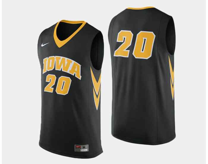 Iowa Hawkeyes #20 Jarrod Uthoff Black Road Authentic College Basketball Jersey