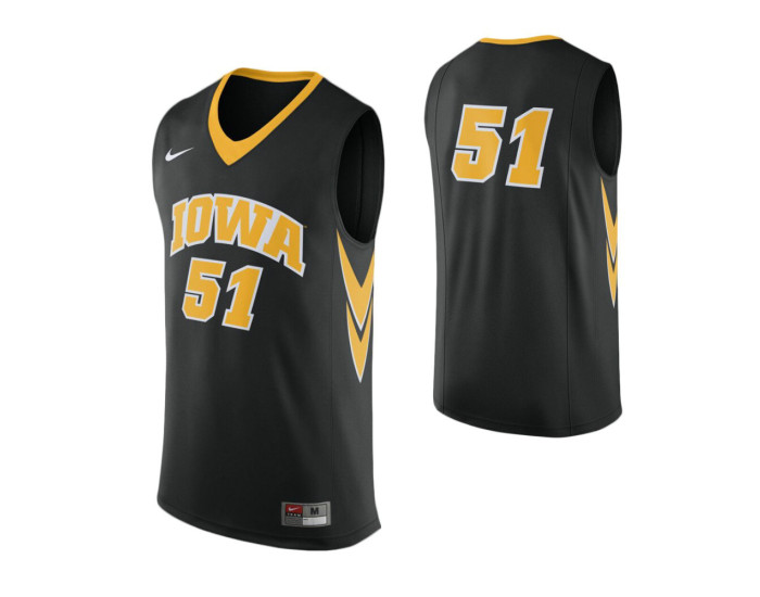 Iowa Hawkeyes #51 Authentic College Basketball Jersey Black