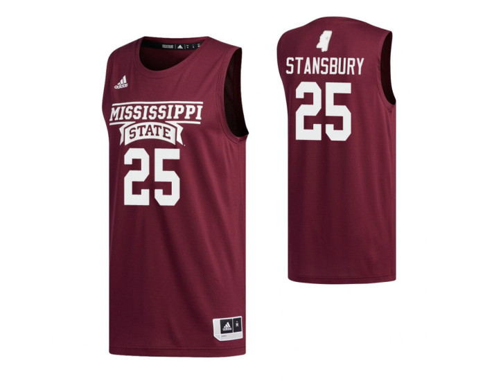 Mississippi State Bulldogs 25 Isaac Stansbury Authentic College Basketball Jersey Maroon