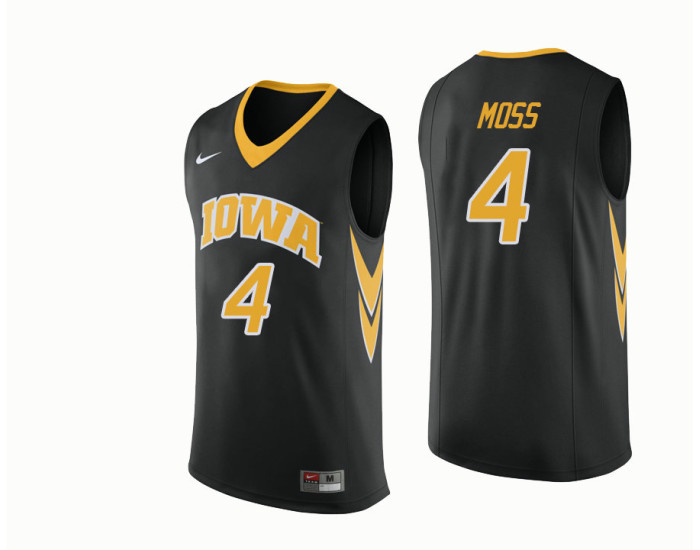 Iowa Hawkeyes #4 Isaiah Moss Replica College Basketball Jersey Black