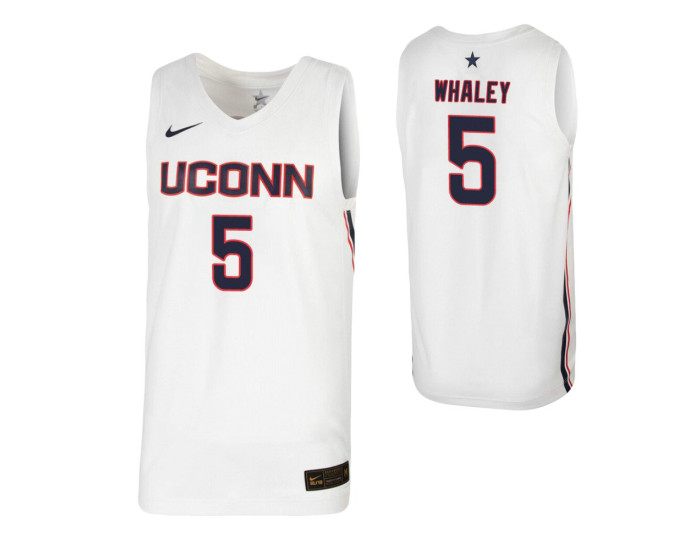 Isaiah Whaley Authentic College Basketball Jersey White UConn Huskies