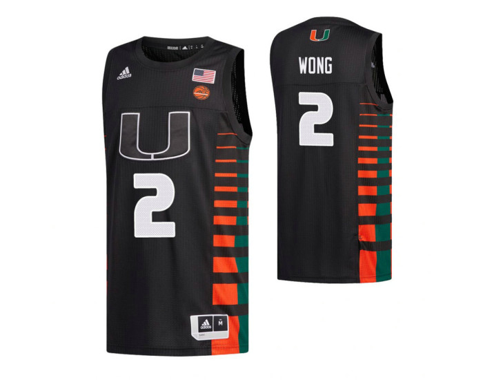 Miami Hurricanes 2 Isaiah Wong Replica College Basketball Jersey Black