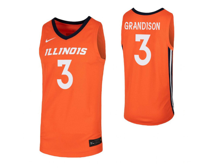 Youth Illinois Fighting Illini #3 Jacob Grandison Orange Authentic College Basketball Jersey