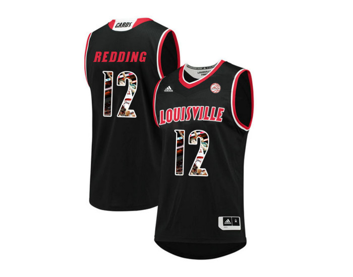 Louisville Cardinals #12 Jacob Redding Authentic College Basketball Jersey Black