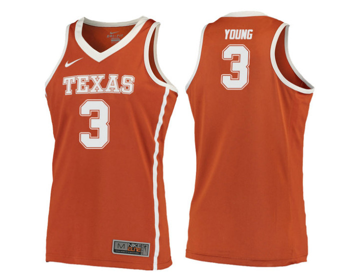 Texas Longhorns #3 Jacob Young Authentic College Basketball Jersey Orange