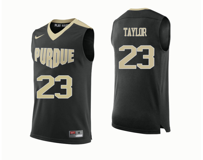 Purdue Boilermakers #23 Jacquil Taylor Authentic College Basketball Jersey Black