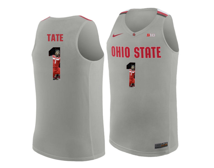 Ohio State Buckeyes #1 Jae'Sean Tate Authentic College Basketball Jersey Gray