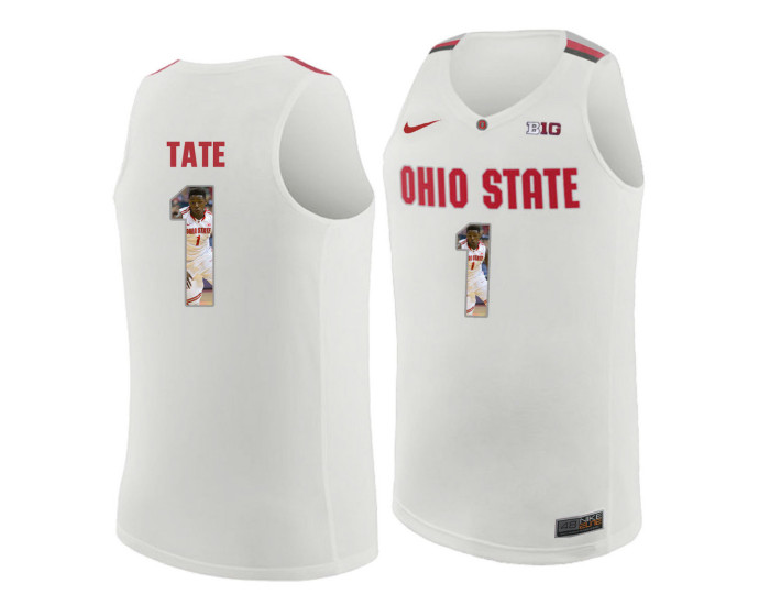 Ohio State Buckeyes #1 Jae'Sean Tate Authentic College Basketball Jersey White