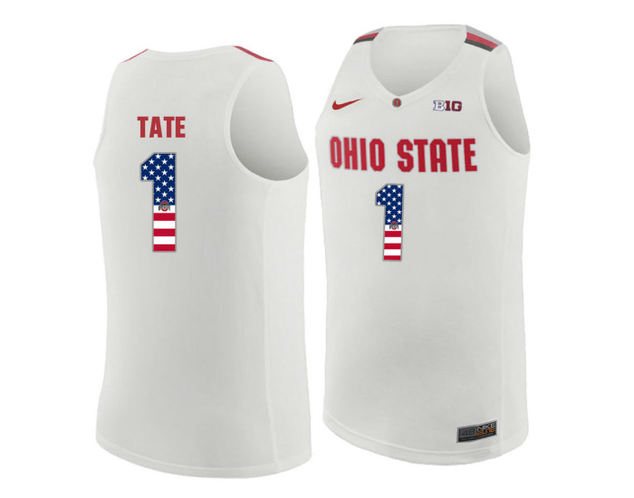 Ohio State Buckeyes #1 Jae'Sean Tate Authentic College Basketball Jersey White