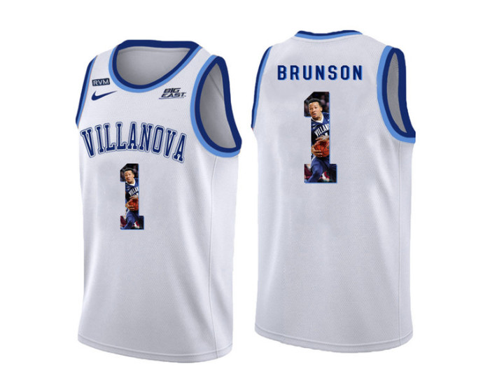 Villanova Wildcats #1 Jalen Brunson Authentic College Basketball Jersey White