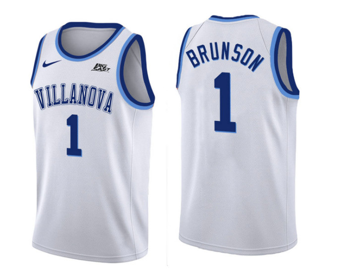 Villanova Wildcats #1 Jalen Brunson Authentic College Basketball Jersey White
