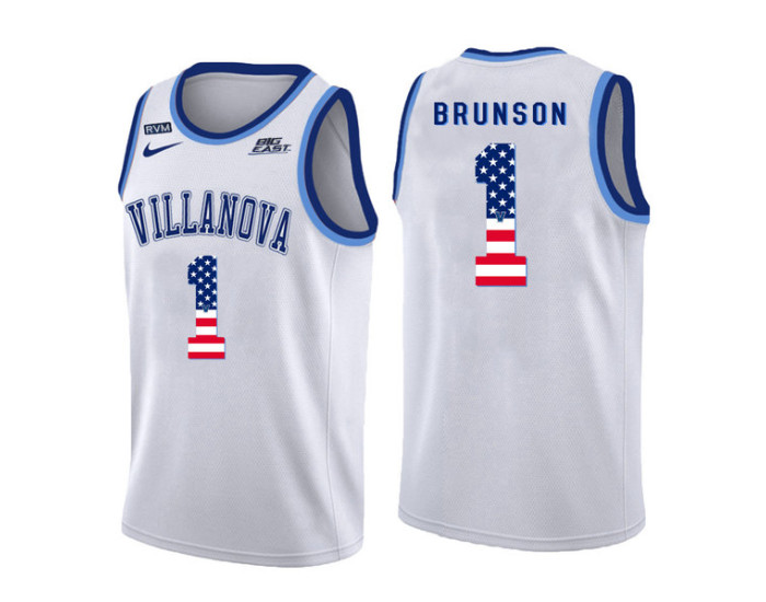 Villanova Wildcats #1 Jalen Brunson Authentic College Basketball Jersey White