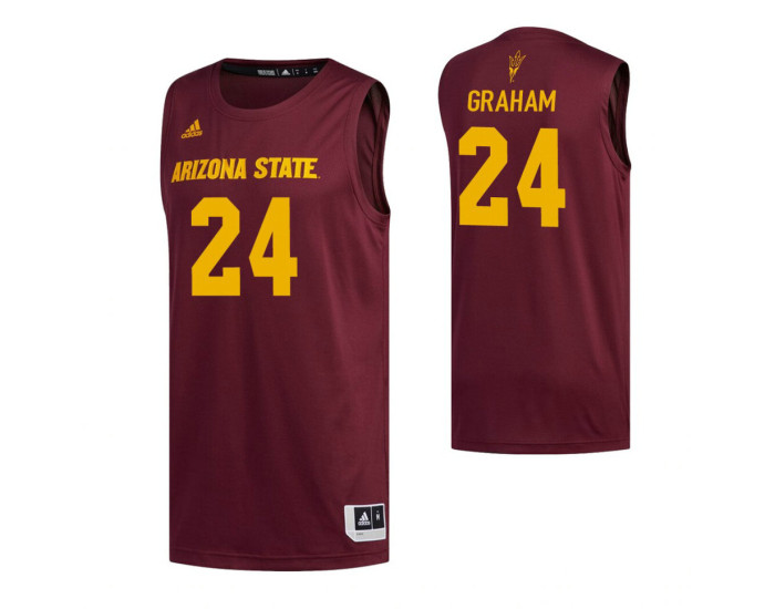 Arizona State Sun Devils 24 Jalen Graham Authentic College Basketball Jersey Maroon