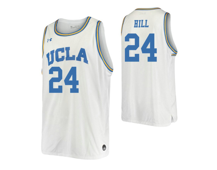 UCLA Bruins #24 Jalen Hill White Authentic College Basketball Jersey