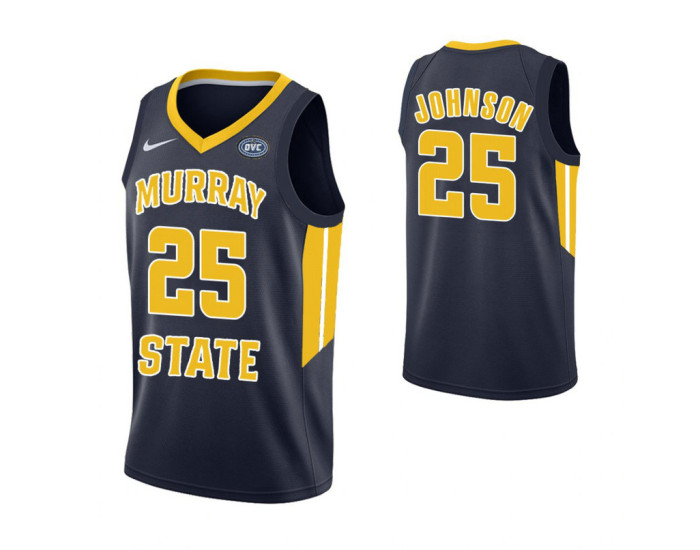 Murray State Racers #25 Jalen Johnson Authentic College Basketball Jersey Navy