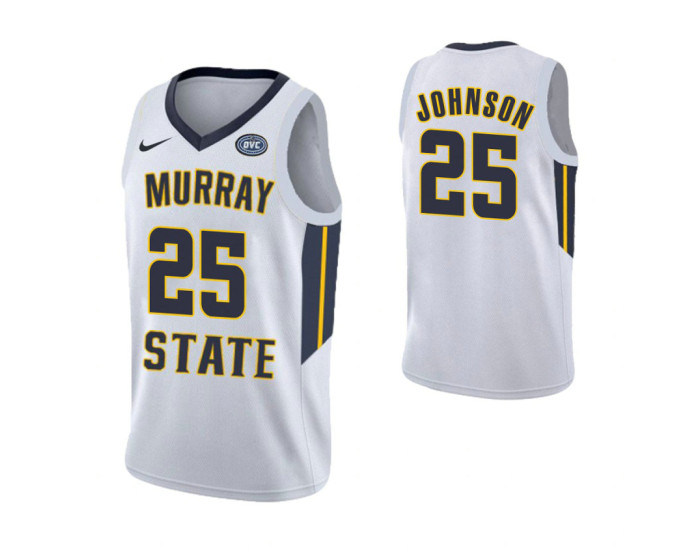 Murray State Racers #25 Jalen Johnson Authentic College Basketball Jersey White