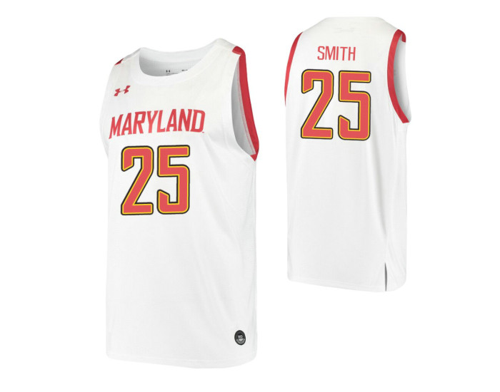 Youth Maryland Terrapins #25 Jalen Smith White Authentic College Basketball Jersey