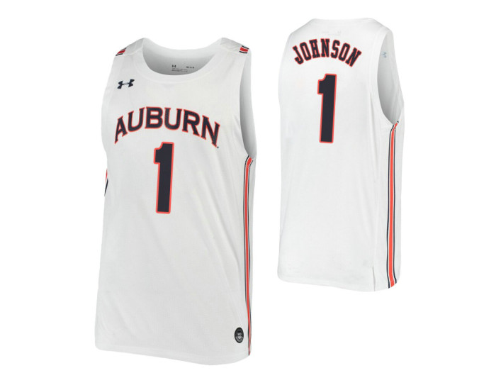 Auburn Tigers #1 Jamal Johnson White Authentic College Basketball Jersey