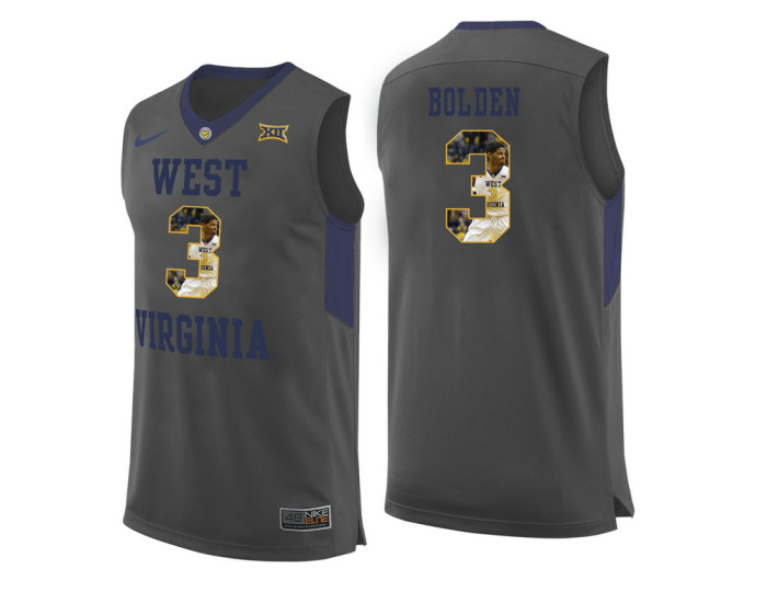 West Virginia Mountaineers #3 James Bolden Replica College Basketball Jersey Gray