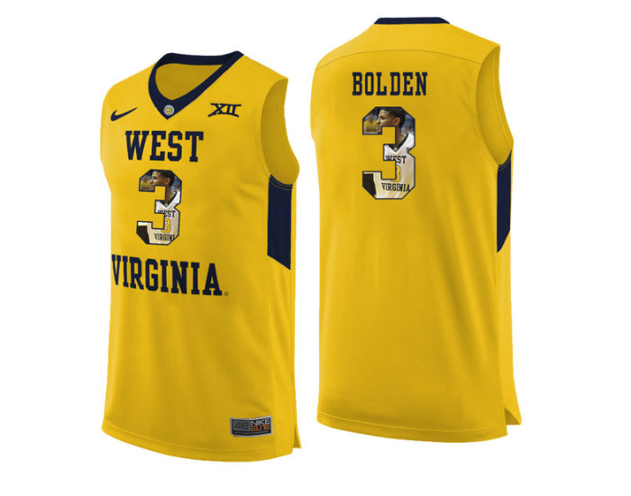 West Virginia Mountaineers #3 James Bolden Authentic College Basketball Jersey Yellow