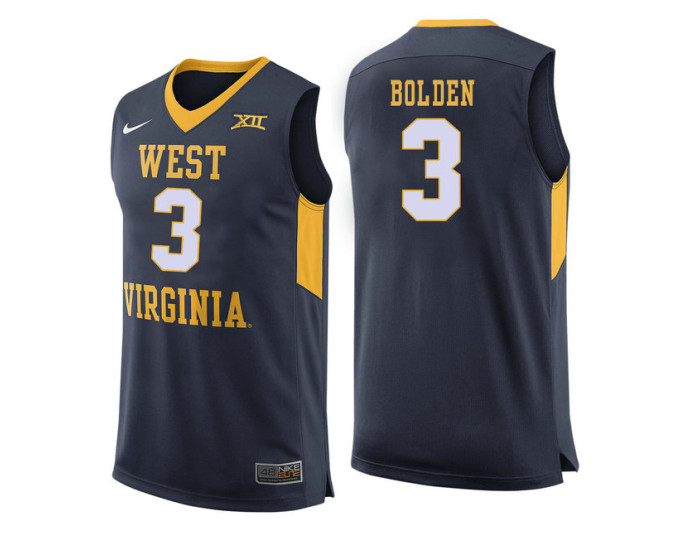 West Virginia Mountaineers #3 James Bolden Replica College Basketball Jersey Navy