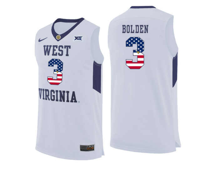 West Virginia Mountaineers #3 James Bolden Replica College Basketball Jersey White