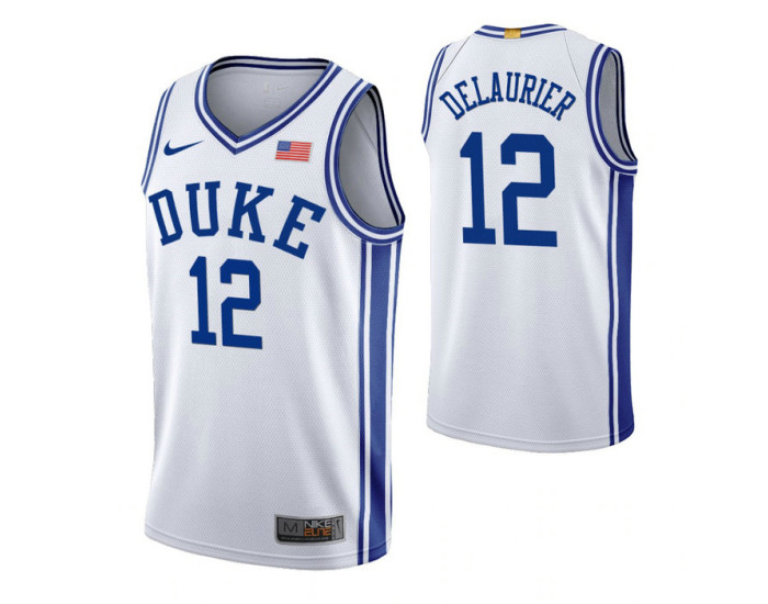 Youth Duke Blue Devils #12 Javin DeLaurier White Replica College Basketball Jersey
