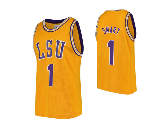 LSU Tigers #1 Javonte Smart Gold Authentic College Basketball Jersey