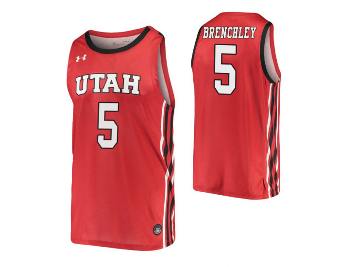Youth Utah Utes #5 Jaxon Brenchley Red Replica College Basketball Jersey