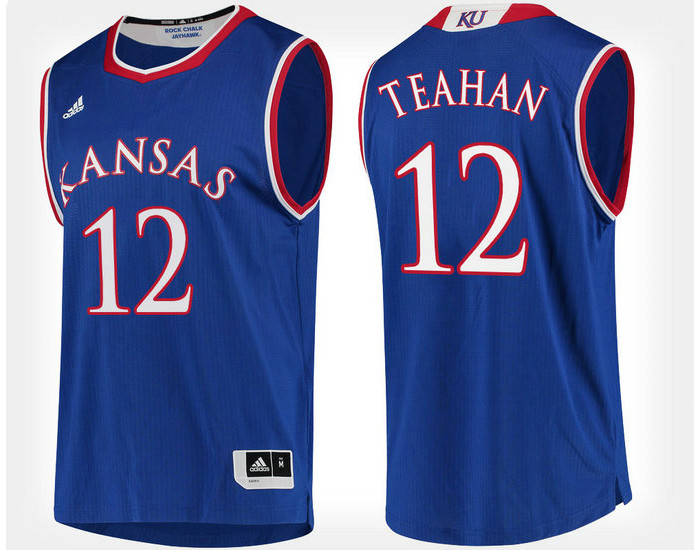 Youth Kansas Jayhawks #12 Chris Teahan Blue Home Authentic College Basketball Jersey